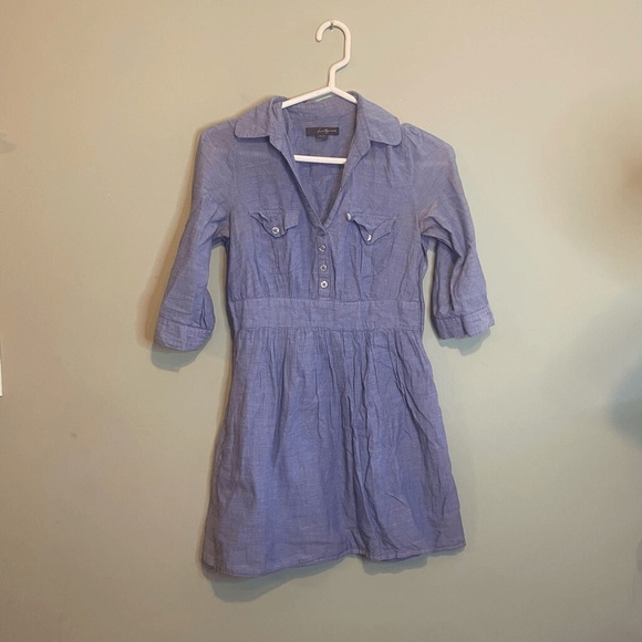 Twenty One Womens Side Zip Chambray 3/4 Sleeve Shirt Mini Dress Blue‎ Small - Picture 1 of 6